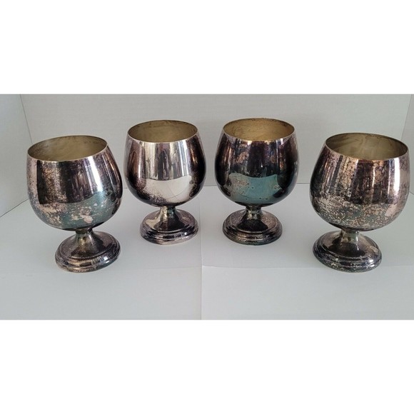 4 Vintage Sheridan Taunton Mass Silversmiths Silverplated Wine Water Goblets - Picture 1 of 9